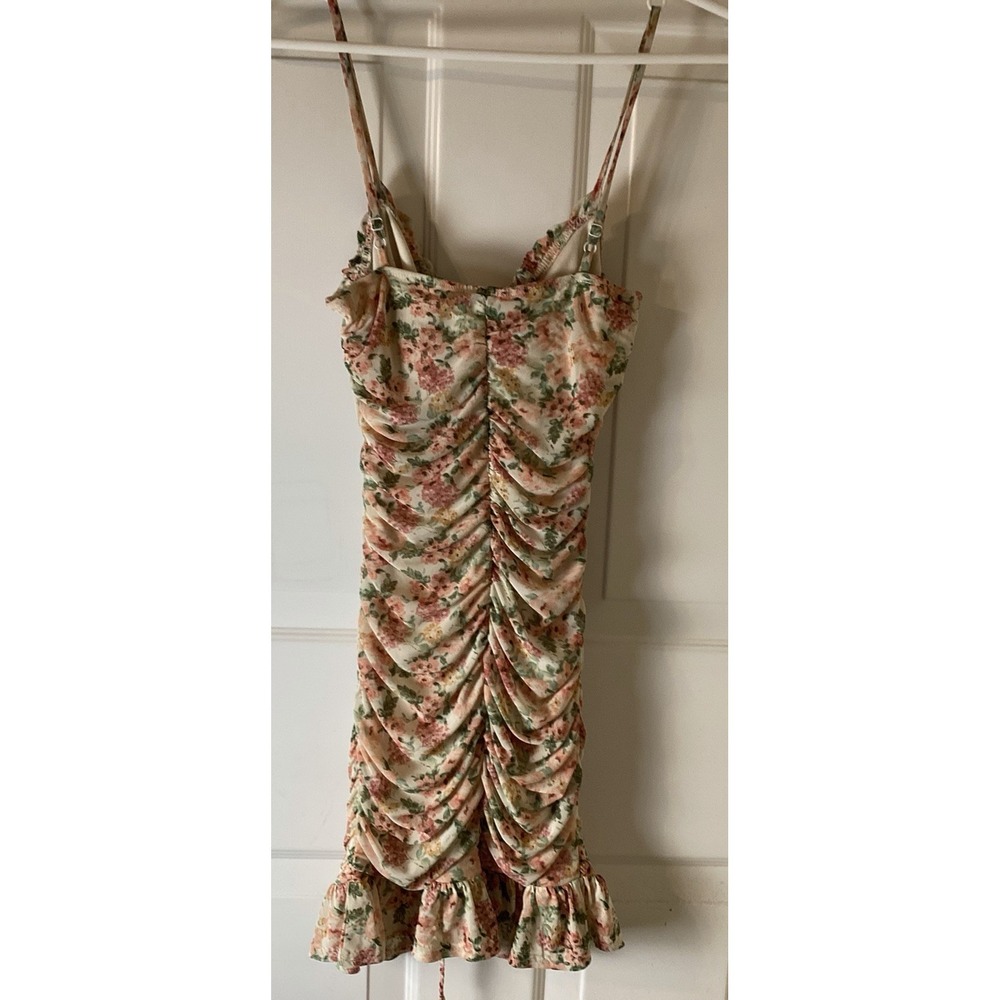 Coquette Y2K Cottagecore XS Floral sweetheart Babydoll Ruched Bodycon Dress - Picture 8 of 9